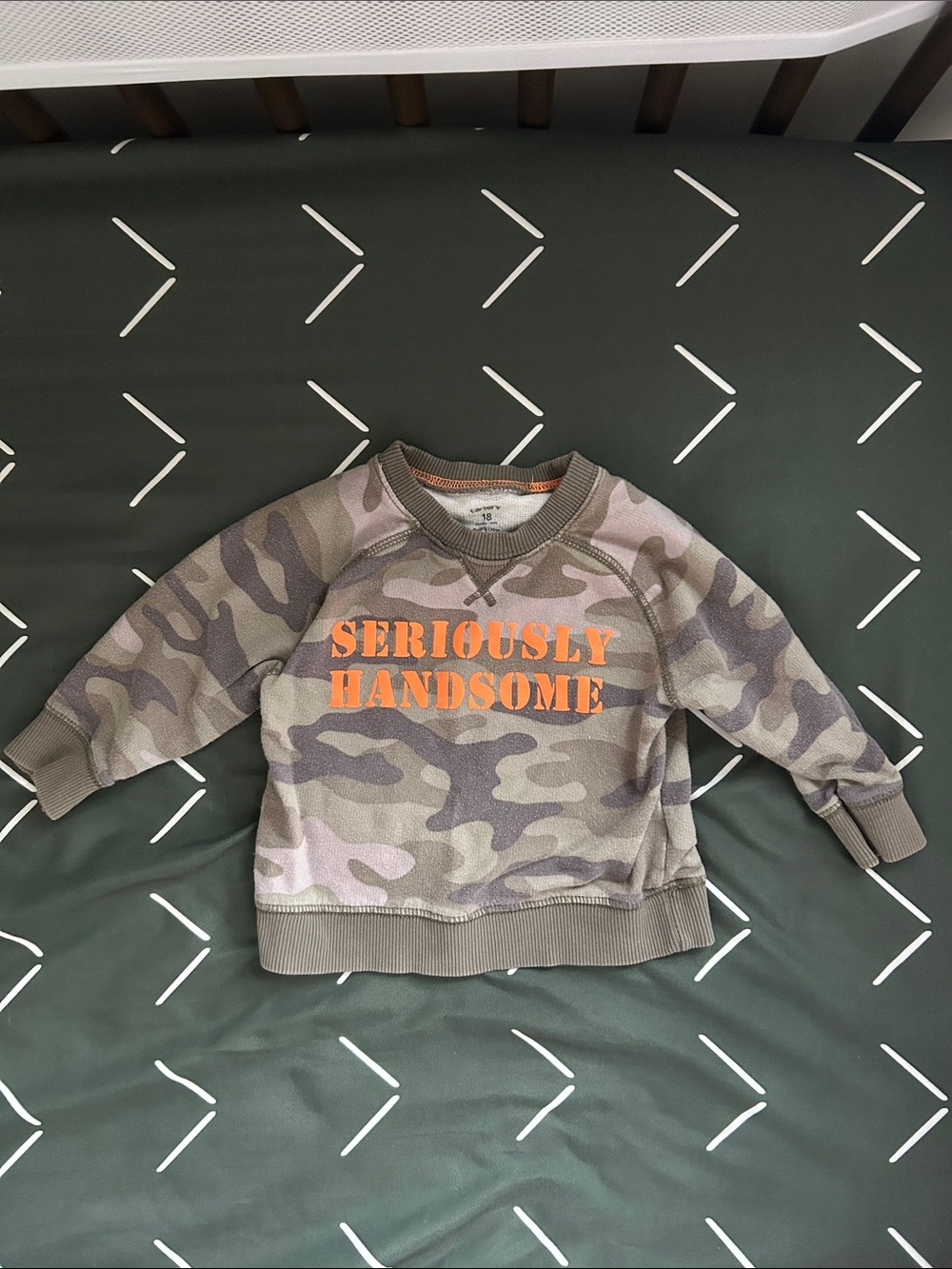 Carter's Camo 'Seriously Handsome' Sweatshirt in Green and Orange